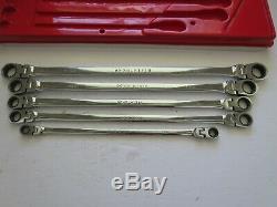 MATCO TOOLS 8mm to 19mm 5 PIECE EXTRA LONG FLEX RATCHETING WRENCH SET - NICE