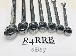 MINT 7PC Snap-on Tools USA SAE Flank Drive Plus Ratcheting Wrench Set SOXRR707