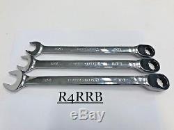 MINT 7PC Snap-on Tools USA SAE Flank Drive Plus Ratcheting Wrench Set SOXRR707