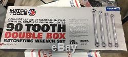 Matco S9GRBL4 SAE 13/16-1 Double Box 90 Tooth Ratcheting Wrench Set, New