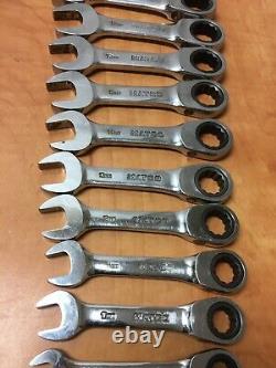 Matco Tool S7GRBSM12 12PC METRIC STUBBY COMBINATION RATCHETING WRENCH SET 8-19MM