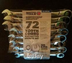 Matco Tools 8 Piece 72 Tooth Sae Combination Ratcheting Wrench Set (s7grc8)