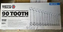 Matco Tools 90 Tooth Combo Ratcheting Wrench Set, New 12 Pc Metric 8-19 mm