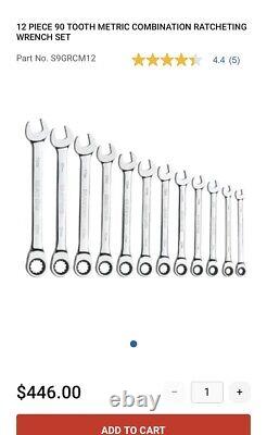 Matco Tools 90 Tooth Combo Ratcheting Wrench Set, New 12 Pc Metric 8-19 mm