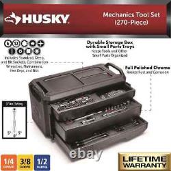 Mechanics Tool Set Kit Socket 270 Piece Case Tools Sae Metric Drive Box Ratchet