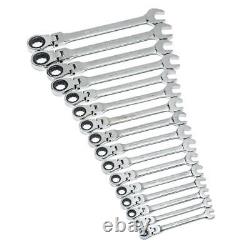 Metric 72-Tooth Flex Head Combination Ratcheting Wrench Tool Set (16-Piece)