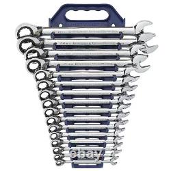 Metric 72-Tooth Reversible Combination Ratcheting Wrench Tool Set (16-Piece)