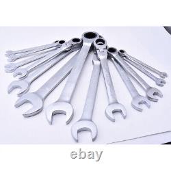 Metric Combination Ratchet Set Spanner Flexible Head Open/Ring 8-24mm Wrench US