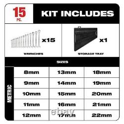 Metric Combination Ratcheting Wrench Mechanics Tool Set Tight Spaces 15 Piece