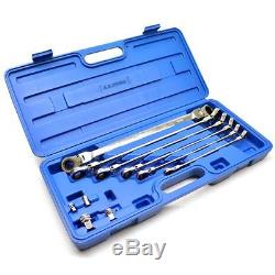 Metric Extra long double end flexi head ratchet spanner set 8mm19mm 10pc AT663