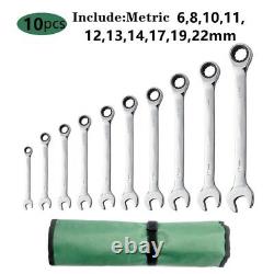 Metric Ratcheting Wrench Set Fixed-head Combination Socket Key Spanner Roll Bag