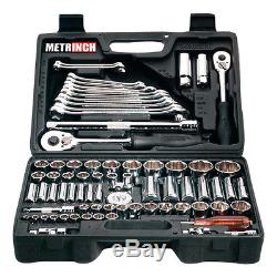 Metrinch MET-0076 1/2+3/8+1/4 Ratchet wrench Ratchet Box Set 76 Pieces 0076
