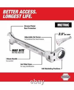 Milwaukee 144-Position Flex-Head Ratcheting Combination Wrench Set SAE + Metric