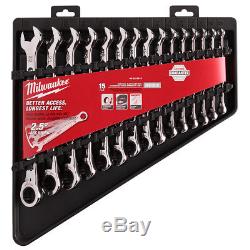 Milwaukee 15 Piece Ratcheting Combination Wrench Set Metric 48-22-9516