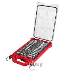 Milwaukee 3/8 in. Drive Metric Ratchet Socket Tool Set with PACKOUT Case 32pcs New