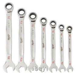 Milwaukee 48-22-9406 Durable SAE Ratcheting Combination Wrench Set 7pc