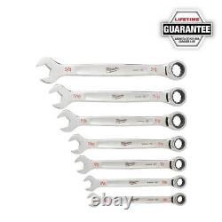 Milwaukee 48-22-9406 Durable SAE Ratcheting Combination Wrench Set 7pc