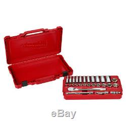 Milwaukee 48-22-9408 3/8-Inch Drive Durable SAE Ratchet and Socket Set- 28pc