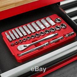 Milwaukee 48-22-9408 3/8-Inch Drive Durable SAE Ratchet and Socket Set- 28pc