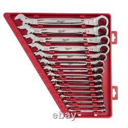 Milwaukee 48-22-9416 15-PC RATCHETING COMBI WRENCH SET SAE MAX BITE OPEN-END GRI