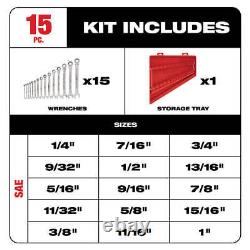 Milwaukee 48-22-9416 Durable SAE Ratcheting Combination Wrench Set 15pc