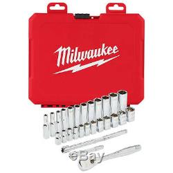 Milwaukee 48-22-9504 1/4-Inch Drive Durable Metric Ratchet and Socket Set 28pc