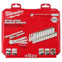 Milwaukee 48-22-9504 1/4-Inch Drive Durable Metric Ratchet and Socket Set 28pc