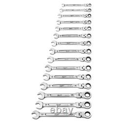 Milwaukee 48-22-9513 Flex Head Ratcheting Metric Combination Wrench Set 15 PC