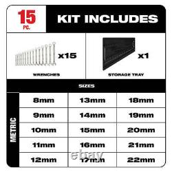 Milwaukee 48-22-9515 15-Piece Metric Open-End Combination Wrench Set