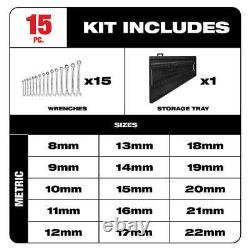 Milwaukee 48-22-9516 Durable Metric Ratcheting Combination Wrench Set 15pc