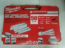 Milwaukee 50pc 1/4dr Socket Wrench Ratchet Set SAE & Metric, Short & Deep withCase