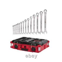 Milwaukee Combination Ratcheting Wrench Set with PACKOUT Standard SAE (15-Pcs)