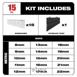 Milwaukee Combination Wrench Set Metric Ratcheting 144-Position Flex-Head 15-Pcs