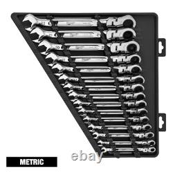 Milwaukee Flex Head Ratcheting Combination Wrench Set Metric 144 Position 15 Pcs