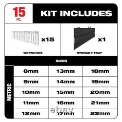 Milwaukee Flex Head Ratcheting Combination Wrench Set Metric 144 Position 15 Pcs