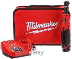 Milwaukee M12 Cordless 1/4 in. Ratchet Wrench Kit Set Portable Auto Power Tool