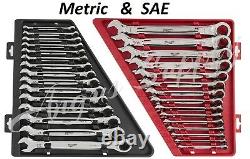 Milwaukee Max Bite Combination Ratcheting Wrench Combo Complete Set Sae & Metric