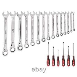 Milwaukee Metric Ratcheting Wrench Set and Magnetic Tip Screwdriver Set (21-Pcs)