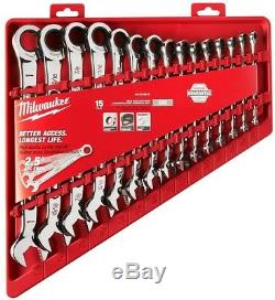 Milwaukee Ratchet Wrench Set I-Beam Handle Ink-Filled Size Open-End Grip (15-Pc)