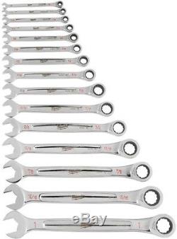 Milwaukee Ratchet Wrench Set I-Beam Handle Ink-Filled Size Open-End Grip (15-Pc)