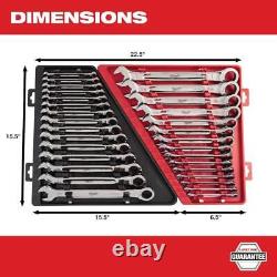 Milwaukee Wrench Mechanics Tool Set Open-End Ink-Filled Size Label (15-Piece)