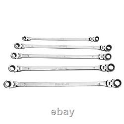 Mountain 5 Piece Metric Double Box Universal Spline Ratcheting Wrench Set RM6