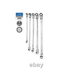 Mountain 5 Piece Metric Double Box Universal Spline Ratcheting Wrench Set RM6