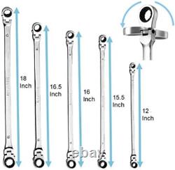 Mountain 5 Piece Metric Double Box Universal Spline Ratcheting Wrench Set RM6