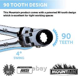 Mountain 5 Piece Metric Double Box Universal Spline Ratcheting Wrench Set RM6