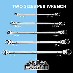 Mountain 5 Piece Metric Double Box Universal Spline Ratcheting Wrench Set RM6