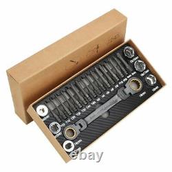 Multifunction Ratcheting Socket Wrench Set Box End Wrench Metric With Adapter