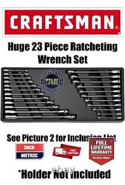 NEW Craftsman RATCHETING Full Polished 12 Pt SAE & Metric Combination Wrench Set