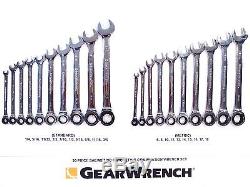 NEW GEARWRENCH 20 pc STANDARD SAE & METRIC RATCHETING COMBINATION WRENCH SET