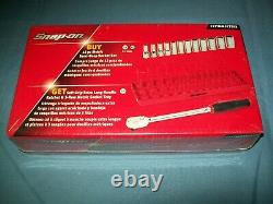 NEW Snap-on 12Pc Metric Semideep Socket Set Extra Long Handle Ratchet Red Tray